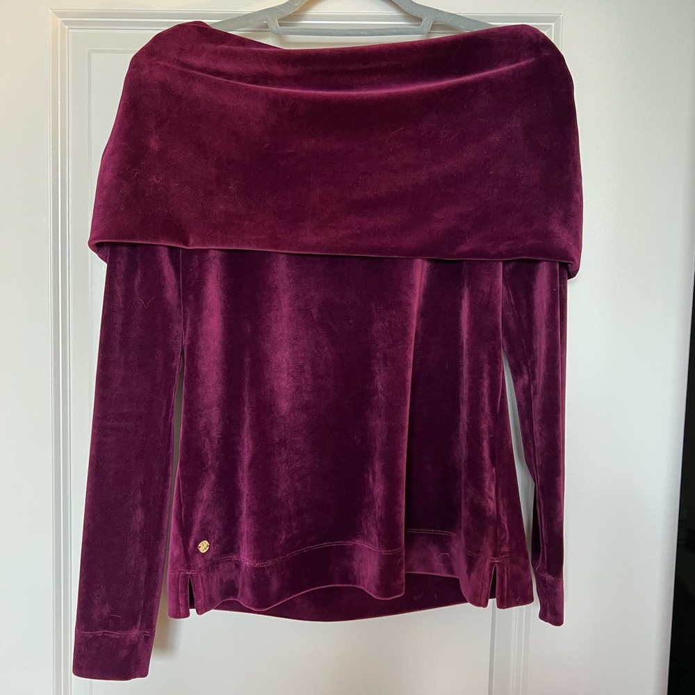 Lilly Pulitzer Velour off the shoulder top in medium